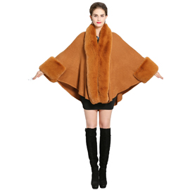 Ladies Faux Fur Cape Poncho Coat