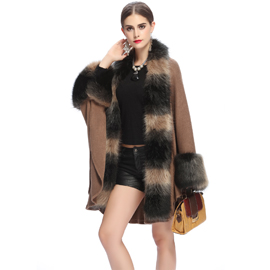 Ladies Faux Fur Cape Poncho Coat